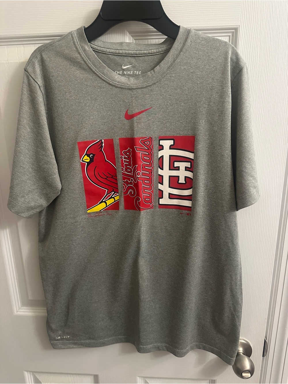 St. Louis Cardinals Baseball MLB The Nike Tee Boys YXL Gray Short Sleeve Dri-fit